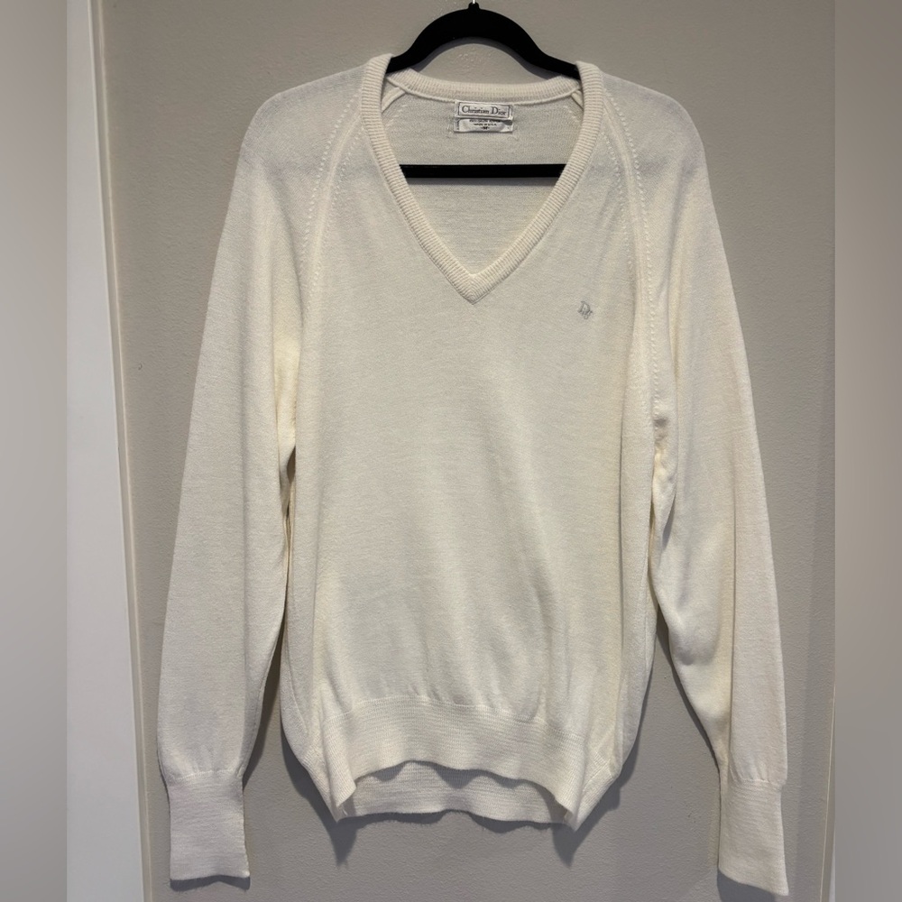 Dior Cream V-Neck Sweater - Women's